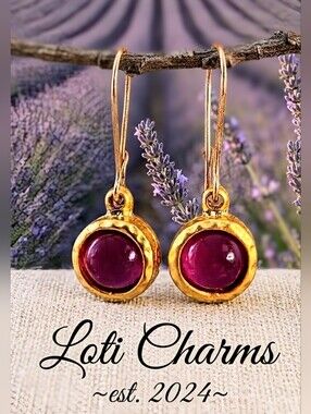 Natural  Genuine Lavender Jade In Gold Brushed Setting  Drop Down Earrings
